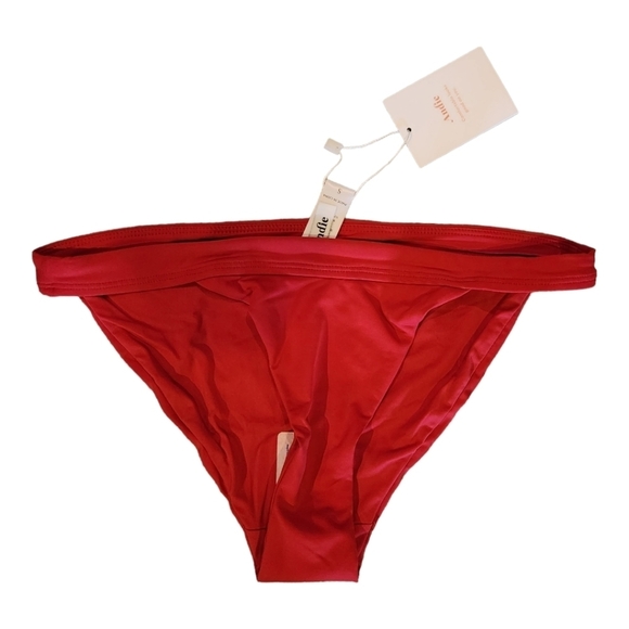 NWT Andie The Banded Cheeky Bottom Swimsuit bottoms only sz S cherry red - Picture 2 of 2